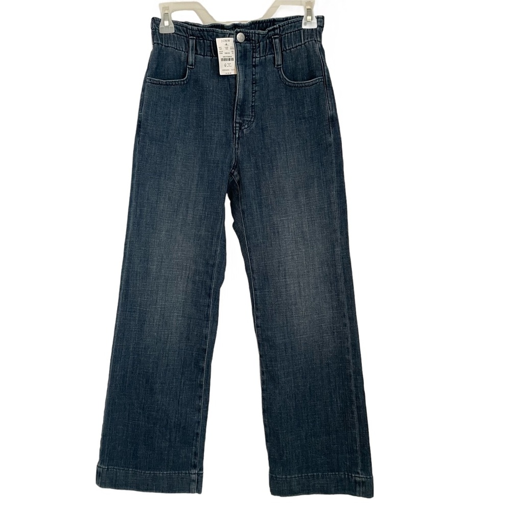 J.CREW Paperbag Jeans Womens Size 24 Cropped Blue Rise High Wide Leg Stretch
